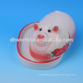 Decorative ceramic animal butter dish with pig shaped lid